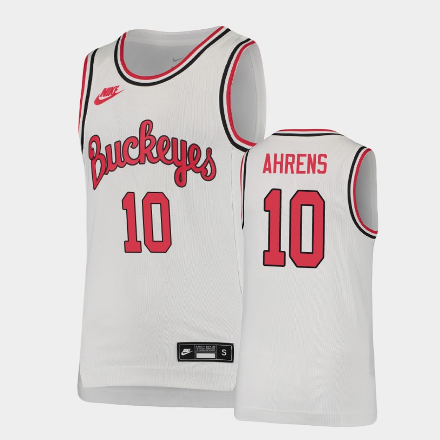 Youth's #10 Justin Ahrens Ohio State Buckeyes Nike Throwback White Stitched College Basketball Jersey