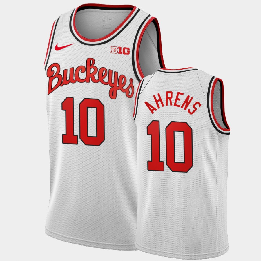 Men's #10 Justin Ahrens Ohio State Buckeyes Nike Home White 1980 Throwback Stitched College Basketball Jersey