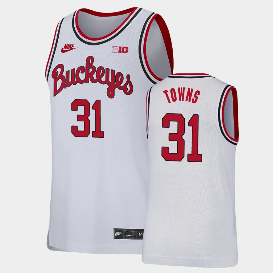 Men's #31 Seth Towns Ohio State Buckeyes Nike White Stitched College Basketball Jersey