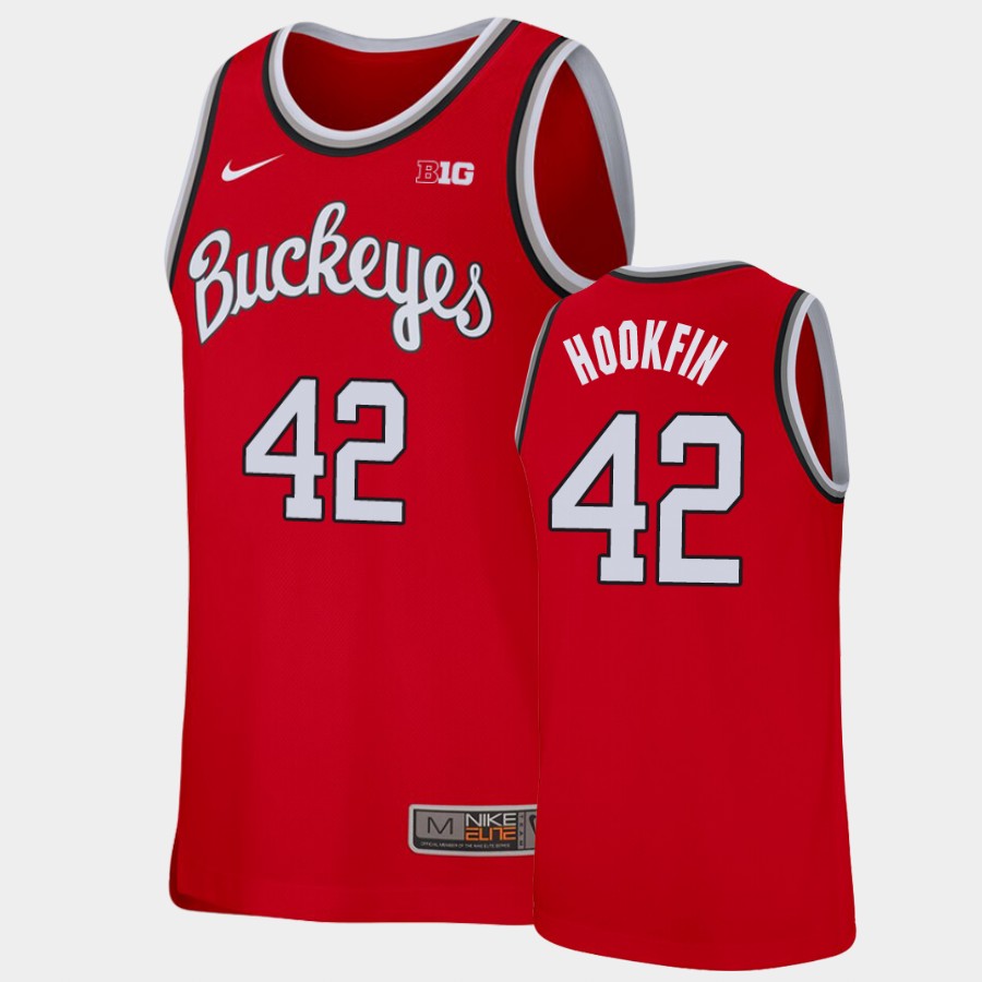 Men's #42 Harrison Hookfin Ohio State Buckeyes Nike Scarlet Round Neck Stitched College Basketball Jersey