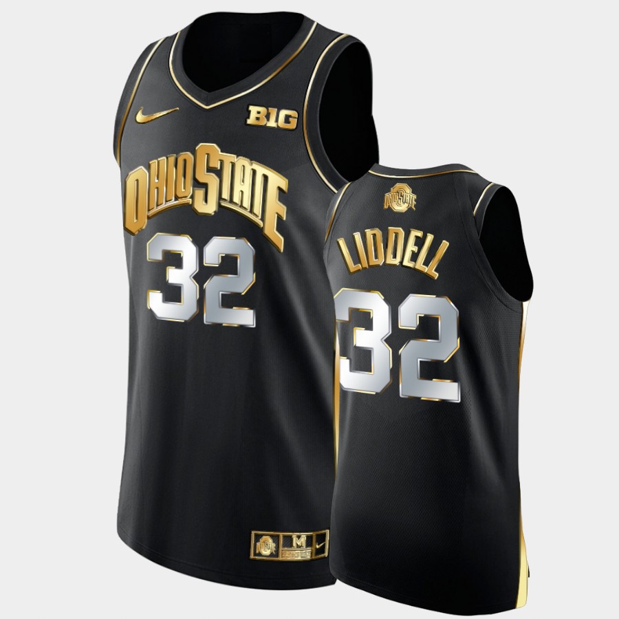 Men's #32 E. J. Liddell Ohio State Buckeyes Nike Black Golden Stitched College Basketball Jersey