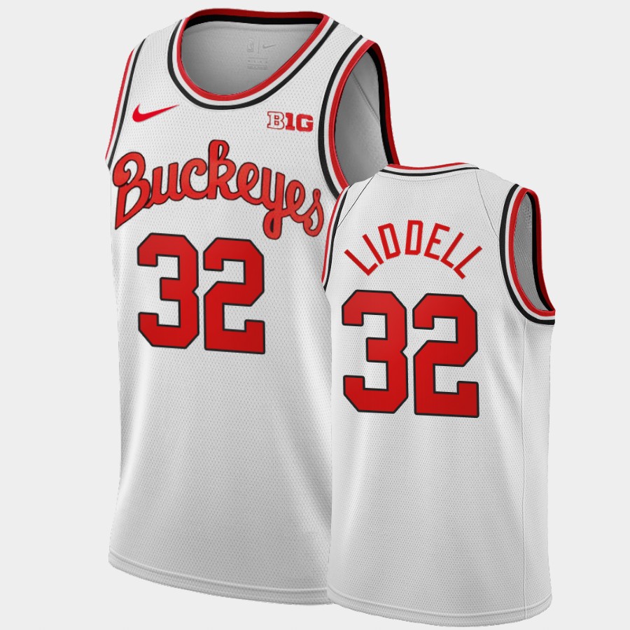 Men's #32 E. J. Liddell Ohio State Buckeyes Nike Home White 1980 Throwback Stitched College Basketball Jersey