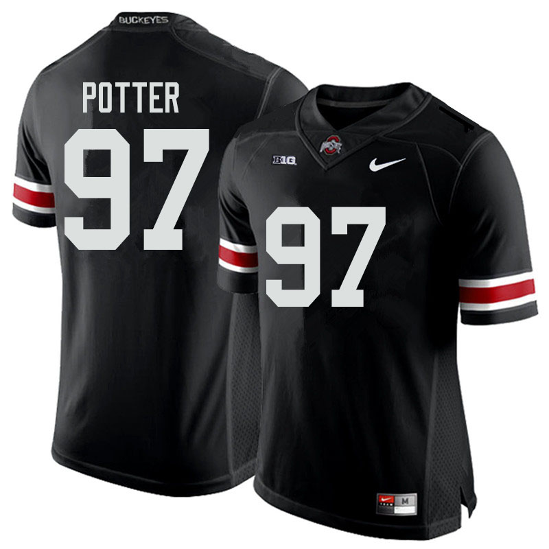 Mens #97 Noah Potter Ohio State Buckeyes Stitched Nike Black White College Football Game Jersey S-3XL