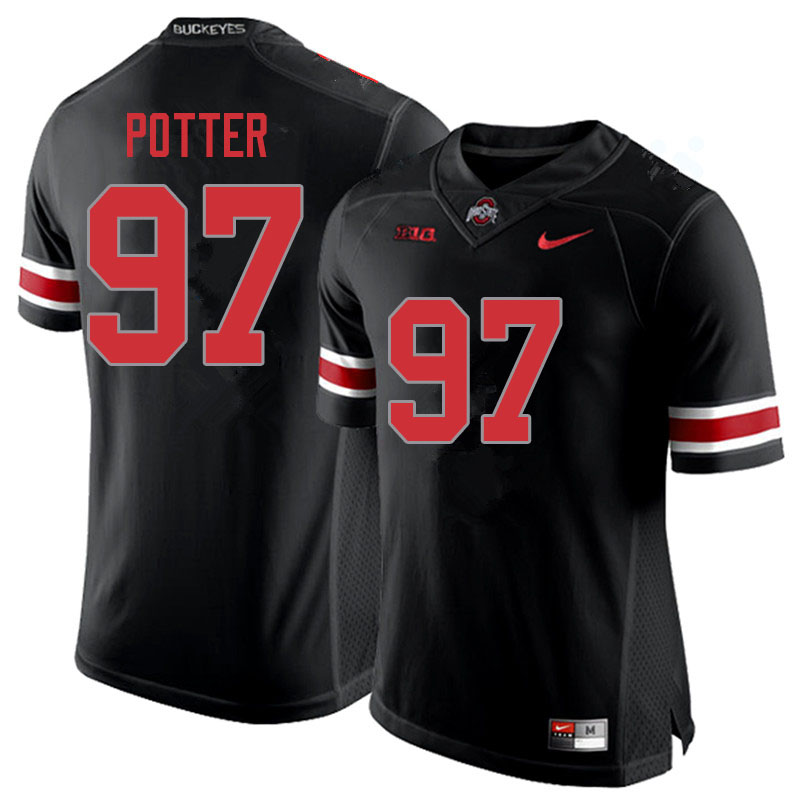 Mens #97 Noah Potter Ohio State Buckeyes Stitched Nike Blackout College Football Game Jersey S-3XL
