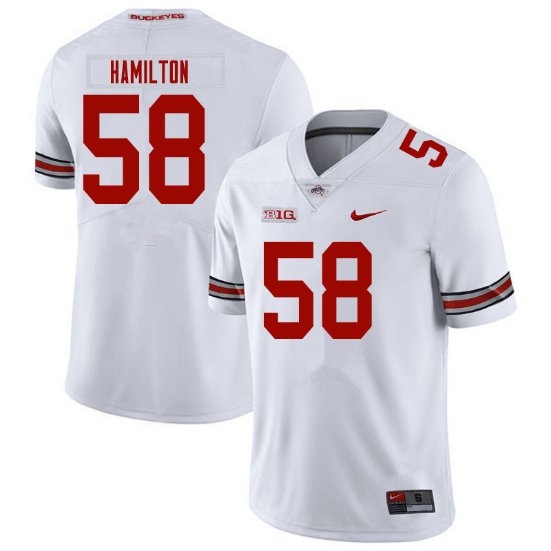 Mens #58 Ty Hamilton Ohio State Buckeyes Stitched Nike White College Football Game Jersey S-3XL