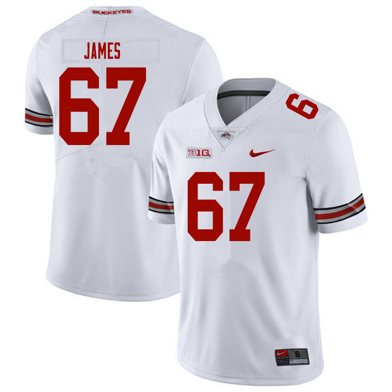 Mens #67 Jakob James Ohio State Buckeyes Stitched Nike White College Football Game Jersey S-3XL