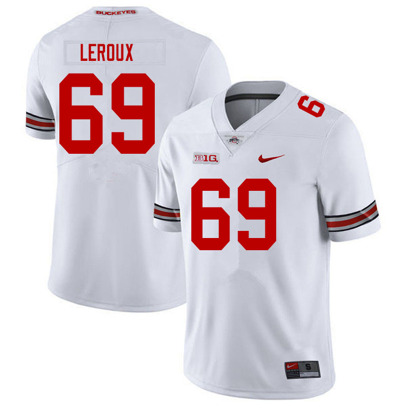 Mens #69 Trey Leroux Ohio State Buckeyes Stitched Nike White College Football Game Jersey S-3XL