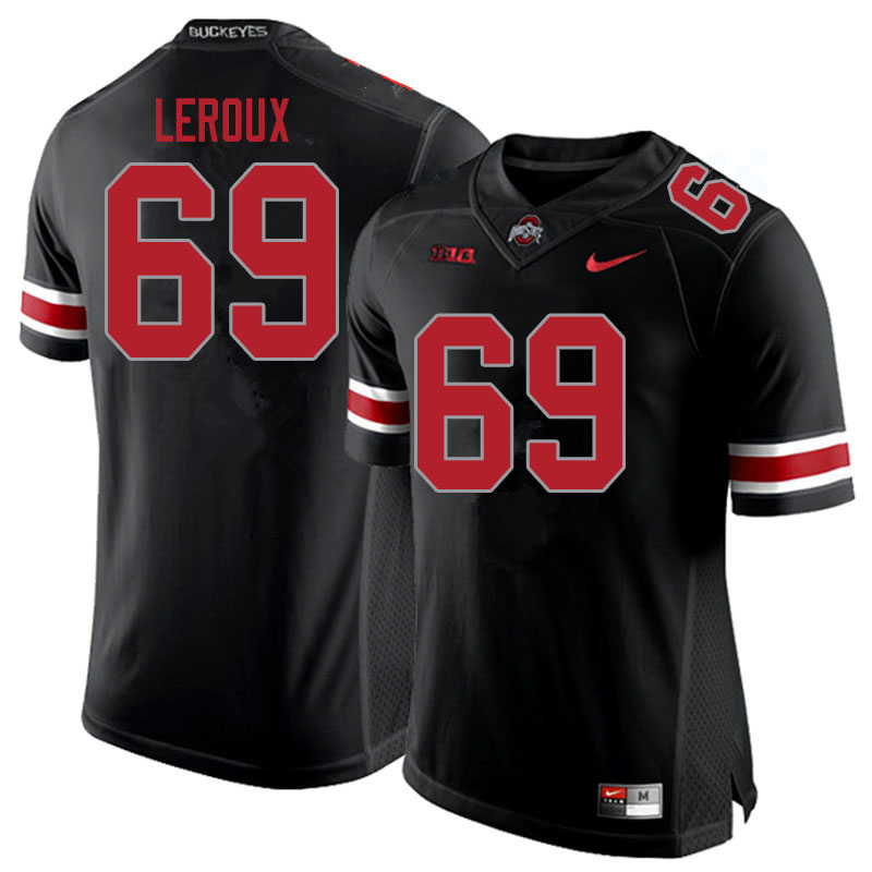 Mens #69 Trey Leroux Ohio State Buckeyes Stitched Nike Blackout College Football Game Jersey S-3XL