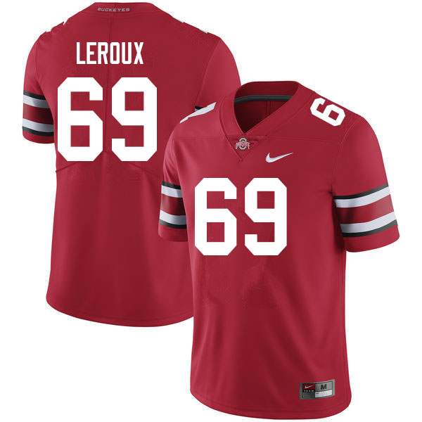 Mens #69 Trey Leroux Ohio State Buckeyes Stitched Nike Scarlet College Football Game Jersey S-3XL
