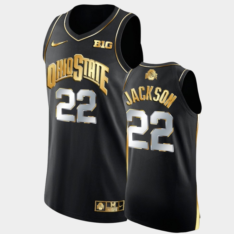 Men's #22 Jim Jackson Ohio State Buckeyes Nike Black Golden Stitched College Basketball Jersey