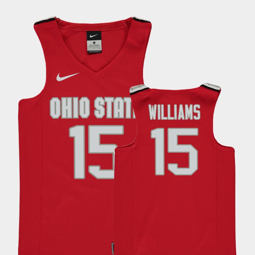 Youth's #15 Kam Williams Ohio State Buckeyes Nike Pure Scarlet Stitched College Basketball Jersey