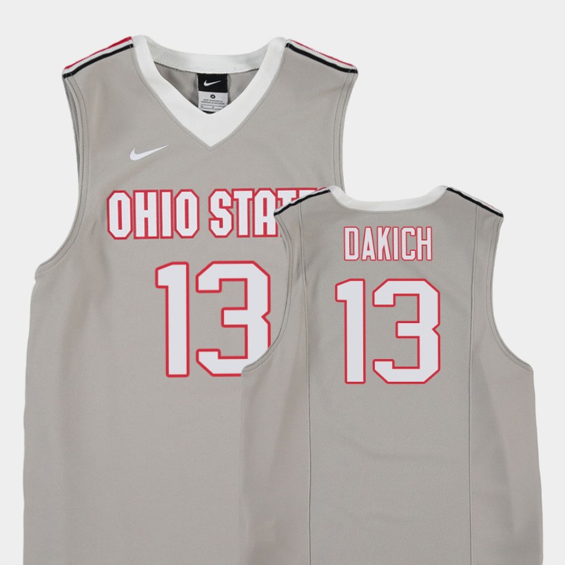 Youth's #13 Andrew Dakich Ohio State Buckeyes Nike Pure Gray Stitched College Basketball Jersey