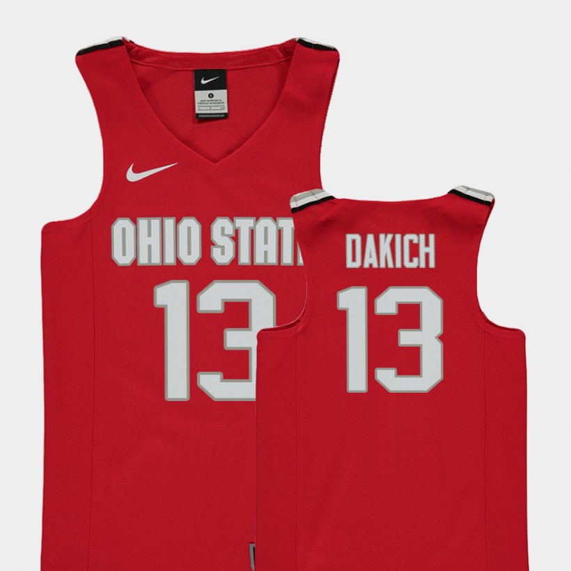 Youth's #13 Andrew Dakich Ohio State Buckeyes Nike Pure Scarlet Stitched College Basketball Jersey