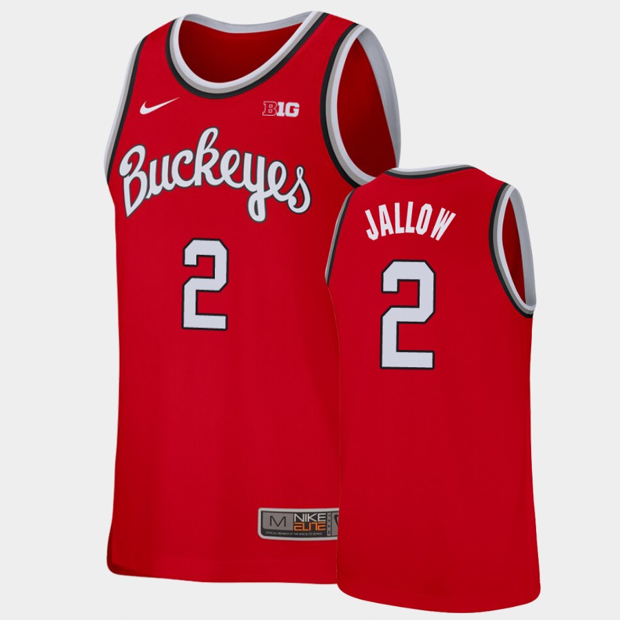 Men's #2 Musa Jallow Ohio State Buckeyes Nike Scarlet Round Neck Stitched College Basketball Jersey