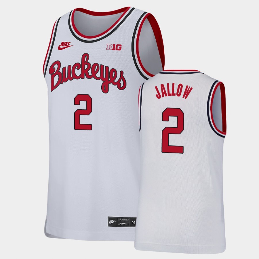 Men's #2 Musa Jallow Ohio State Buckeyes Nike White Stitched College Basketball Jersey