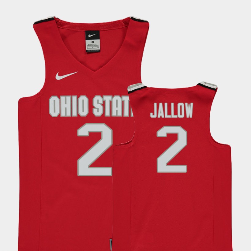 Youth's #2 Musa Jallow Ohio State Buckeyes Nike Pure Scarlet Stitched College Basketball Jersey