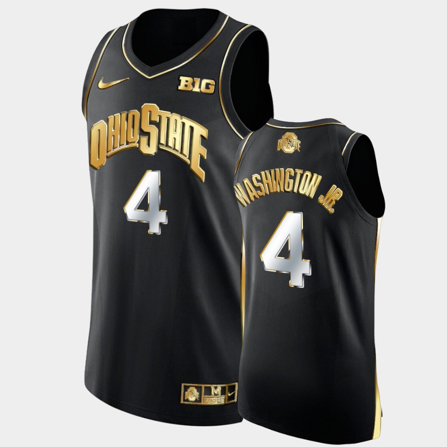 Men's #4 Duane Washington Jr. Ohio State Buckeyes Nike Black Golden Stitched College Basketball Jersey