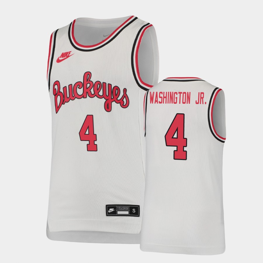 Youth's #4 Duane Washington Jr. Ohio State Buckeyes Nike Throwback White Stitched College Basketball Jersey