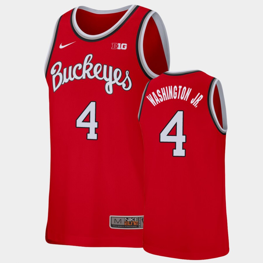 Men's #4 Duane Washington Jr. Ohio State Buckeyes Nike Scarlet Round Neck Stitched College Basketball Jersey