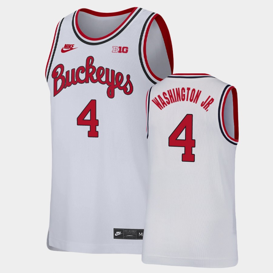 Men's #4 Duane Washington Jr. Ohio State Buckeyes Nike White Stitched College Basketball Jersey