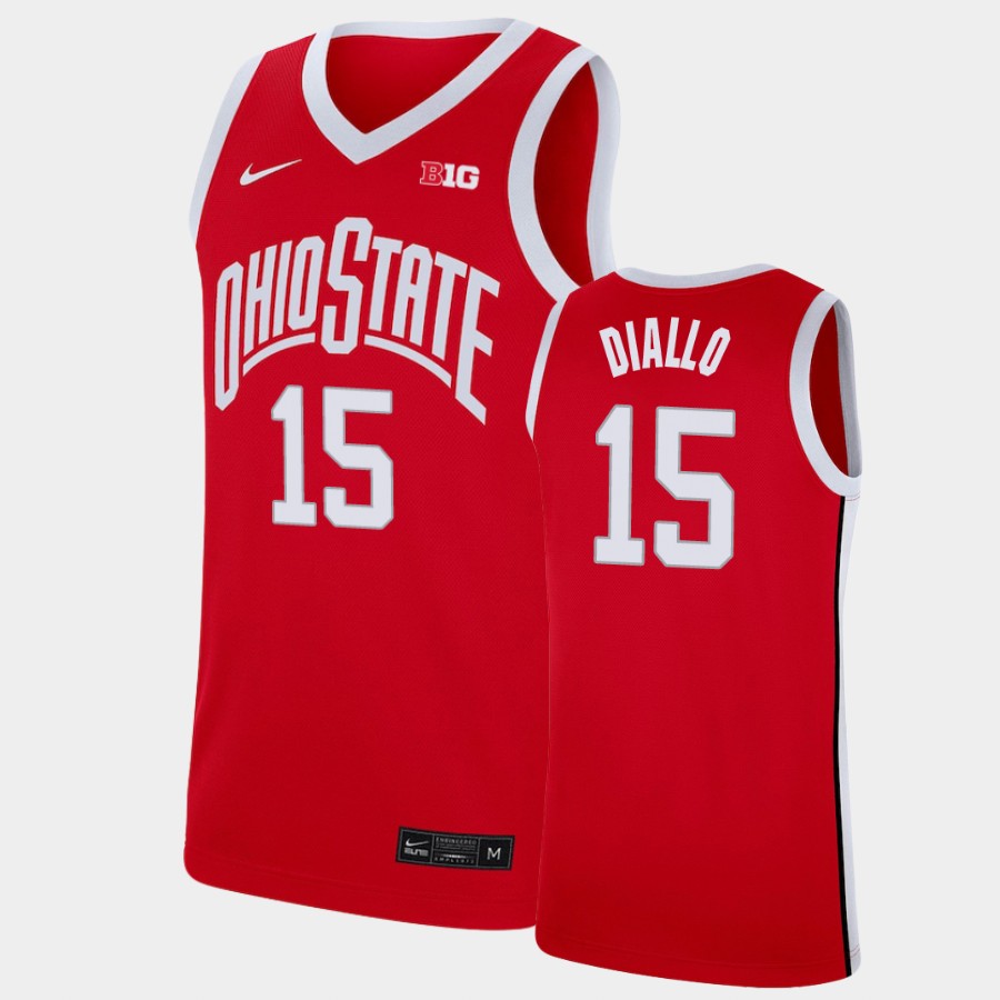 Men's #15 Ibrahima Diallo Ohio State Buckeyes Nike Scarlet Stitched College Basketball Jersey