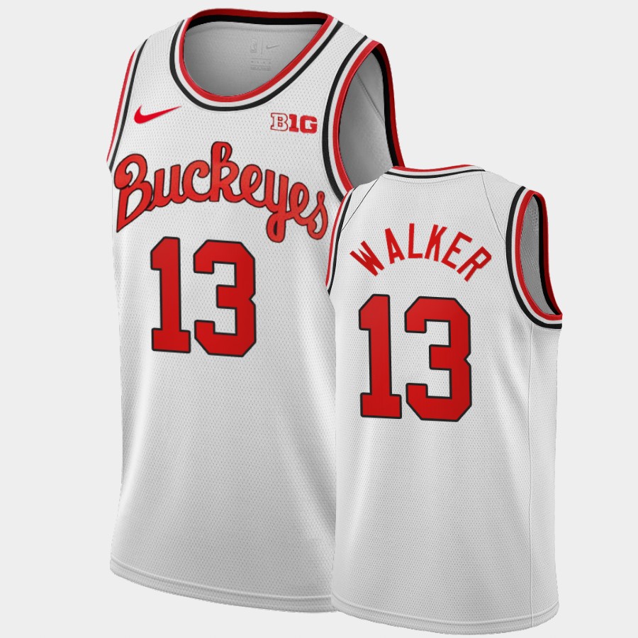 Men's #13 CJ Walker Ohio State Buckeyes Nike Home White 1980 Throwback Stitched College Basketball Jersey