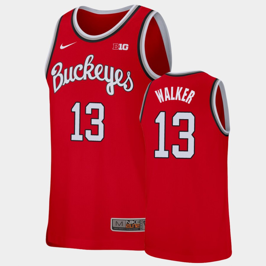 Men's #13 CJ Walker Ohio State Buckeyes Nike Scarlet Round Neck Stitched College Basketball Jersey