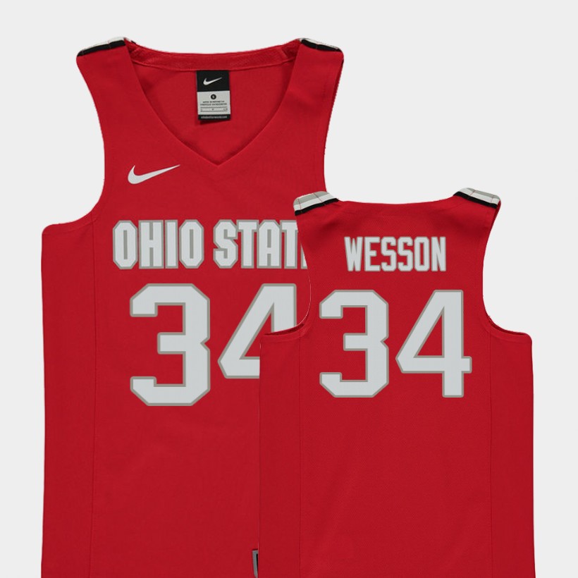 Youth's #34 Kaleb Wesson Ohio State Buckeyes Nike Red Stitched College Basketball Jersey