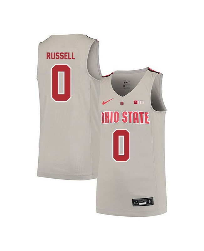 Men's #0 D'Angelo Russell Ohio State Buckeyes Elite Nike Gray Stitched College Basketball Jersey
