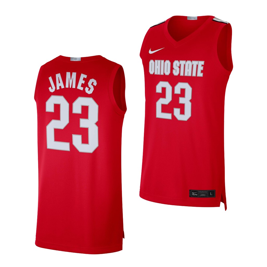 Men's #23 LeBron James Ohio State Buckeyes Elite Nike Scarlet Stitched College Basketball Jersey
