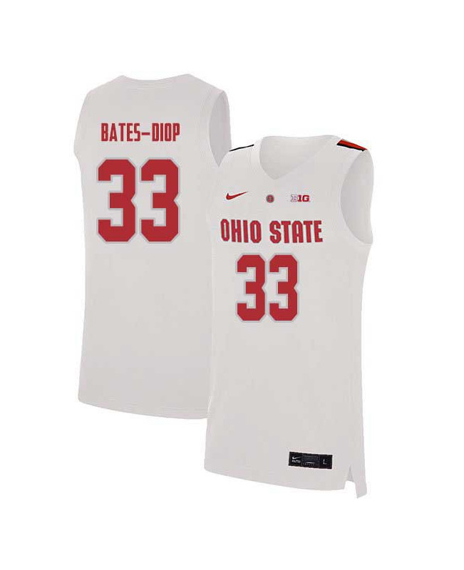 Men's #33 Keita Bates-Diop Ohio State Buckeyes Elite Nike White Stitched College Basketball Jersey