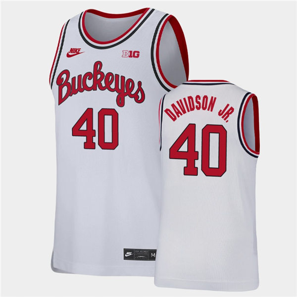 Men's #40 Jansen Davidson Jr. Ohio State Buckeyes Nike White Stitched College Basketball Jersey