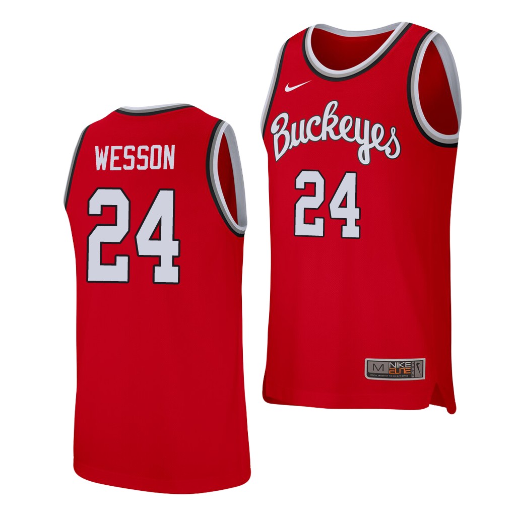 Men's #24 Andre Wesson Ohio State Buckeyes Elite Nike Scarlet Stitched College Basketball Jersey