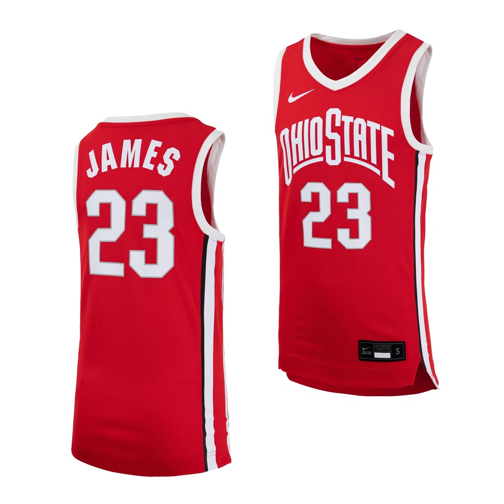 Men's #23 LeBron James Ohio State Buckeyes Elite Nike Scarlet Stitched College Basketball Jersey