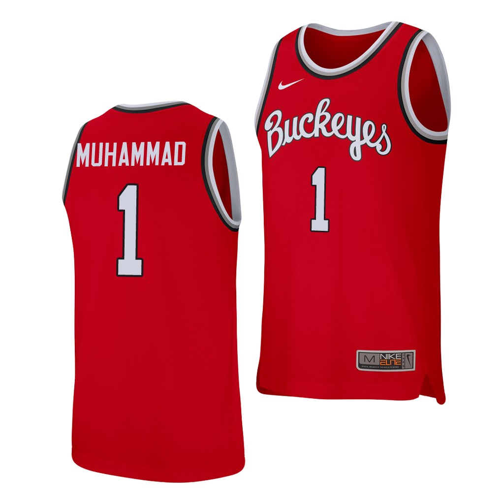 Men's #1 Luther Muhammad Ohio State Buckeyes Elite Nike Scarlet Stitched College Basketball Jersey