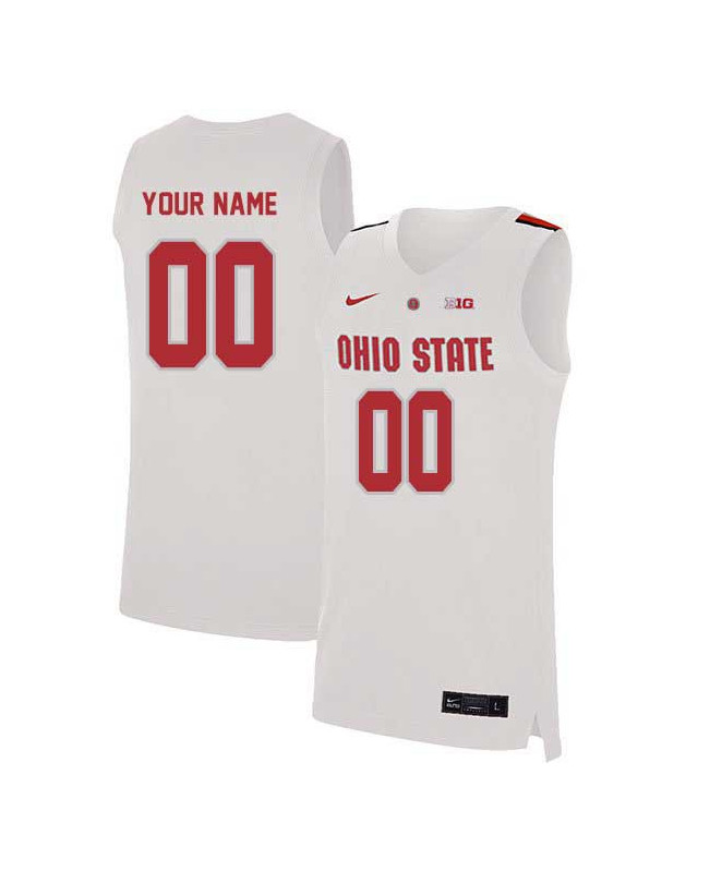 Men's Custom Ohio State Buckeyes Elite Nike White Stitched College Basketball Jersey