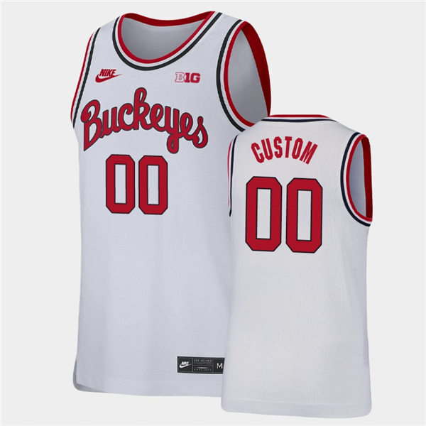 Youth's Custom Ohio State Buckeyes Nike Home White 1980 Throwback Stitched College Basketball Jersey
