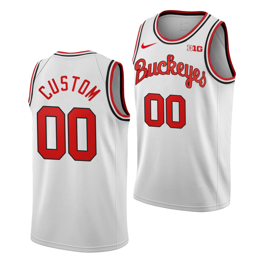 Men's Custom Ohio State Buckeyes Nike Home White 1980 Throwback Stitched College Basketball Jersey