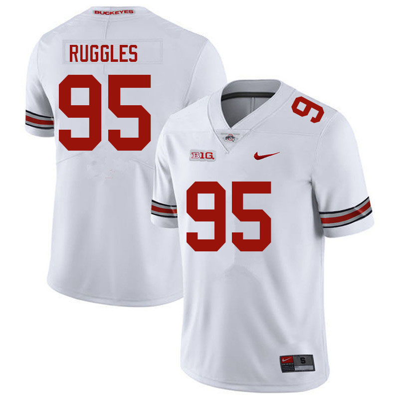 Mens #95 Noah Ruggles Ohio State Buckeyes Stitched Nike White College Football Game Jersey S-3XL
