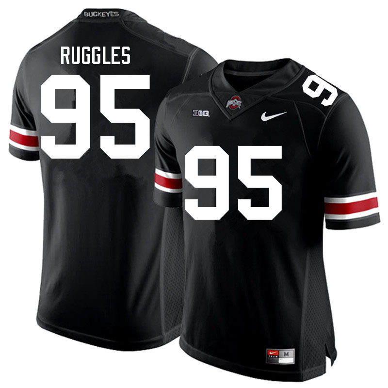 Mens #95 Noah Ruggles Ohio State Buckeyes Stitched Nike Black White College Football Game Jersey S-3XL