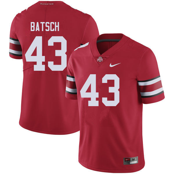 Mens #43 Ryan Batsch Ohio State Buckeyes Stitched Nike Scarlet College Football Game Jersey S-3XL