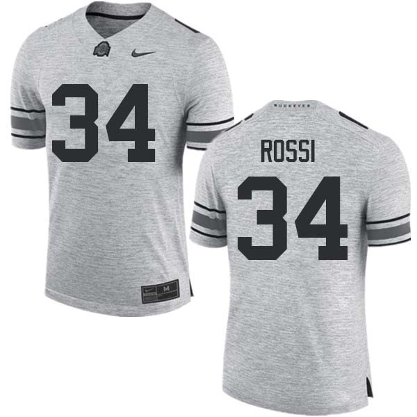Mens #34 Mitch Rossi Ohio State Buckeyes Stitched Nike Gray College Football Game Jersey S-3XL