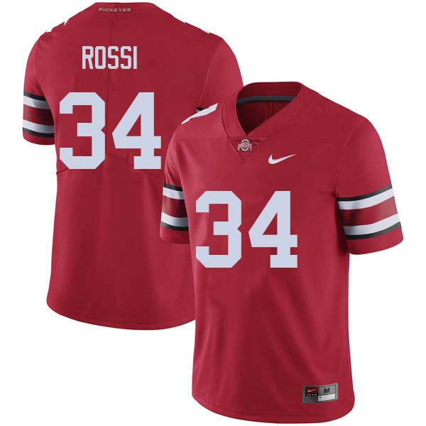 Mens #34 Mitch Rossi Ohio State Buckeyes Stitched Nike Scarlet College Football Game Jersey S-3XL