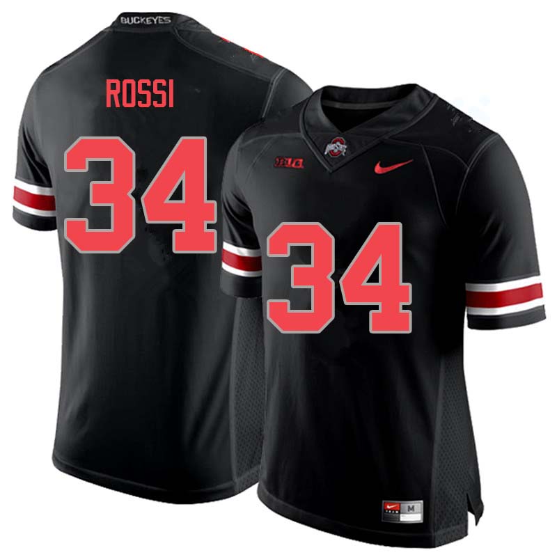 Mens #34 Mitch Rossi Ohio State Buckeyes Stitched Nike Blackout College Football Game Jersey S-3XL