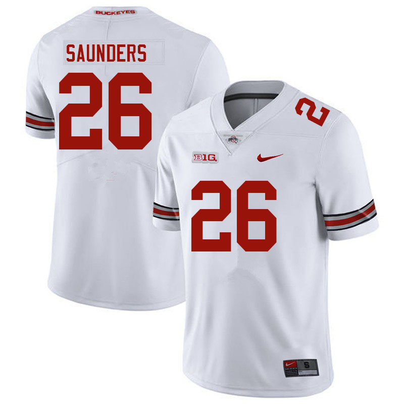Mens #26 Cayden Saunders Ohio State Buckeyes Stitched Nike White College Football Game Jersey S-3XL