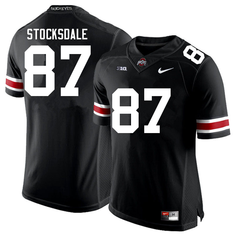 Mens #87 Reis Stocksdale Ohio State Buckeyes Stitched Nike Black White College Football Game Jersey S-3XL