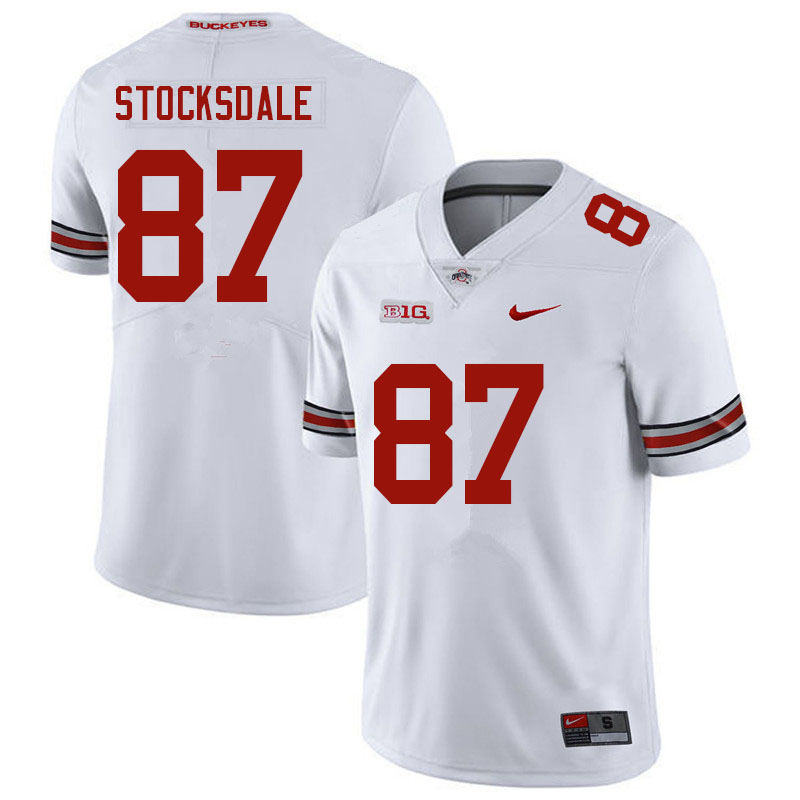 Mens #87 Reis Stocksdale Ohio State Buckeyes Stitched Nike White College Football Game Jersey S-3XL