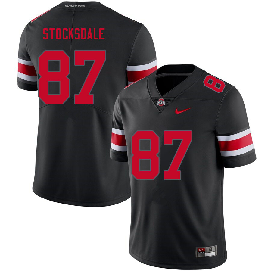 Mens #87 Reis Stocksdale Ohio State Buckeyes Stitched Nike Blackout College Football Game Jersey S-3XL
