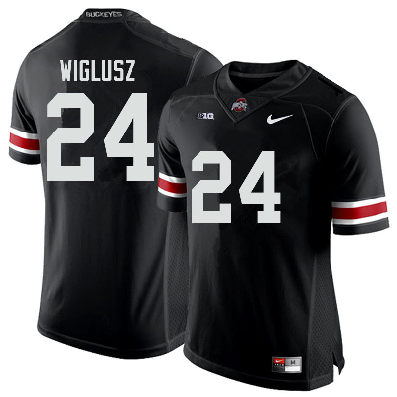 Mens #24 Sam Wiglusz Ohio State Buckeyes Stitched Nike Black White College Football Game Jersey S-3XL