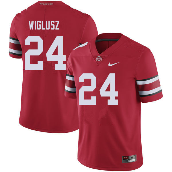 Mens #24 Sam Wiglusz Ohio State Buckeyes Stitched Nike Scarlet College Football Game Jersey S-3XL